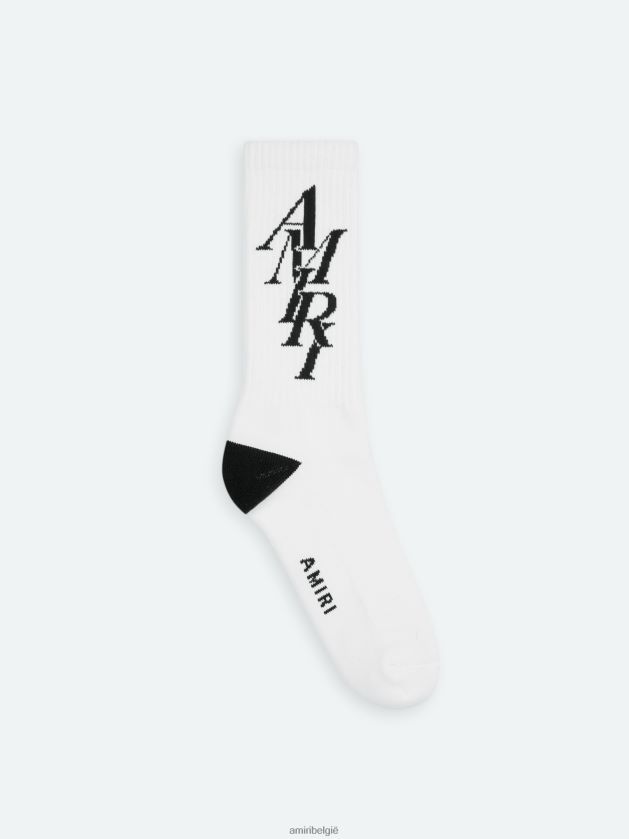 accessoires zijn AMIRI unisex merk stapelsok wit Zwart 48PBDJ445