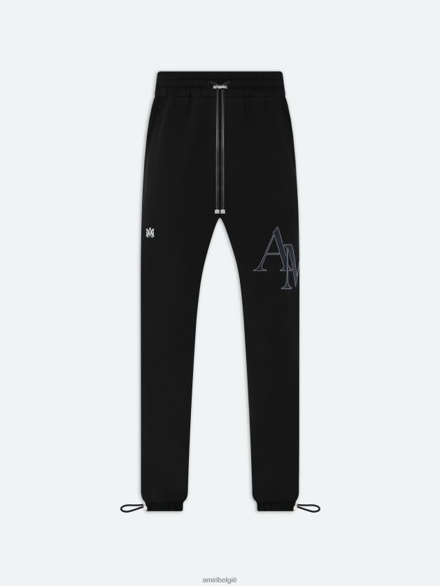 kleding zijn AMIRI Heren merk gespreide joggingbroek zwart 48PBDJ158