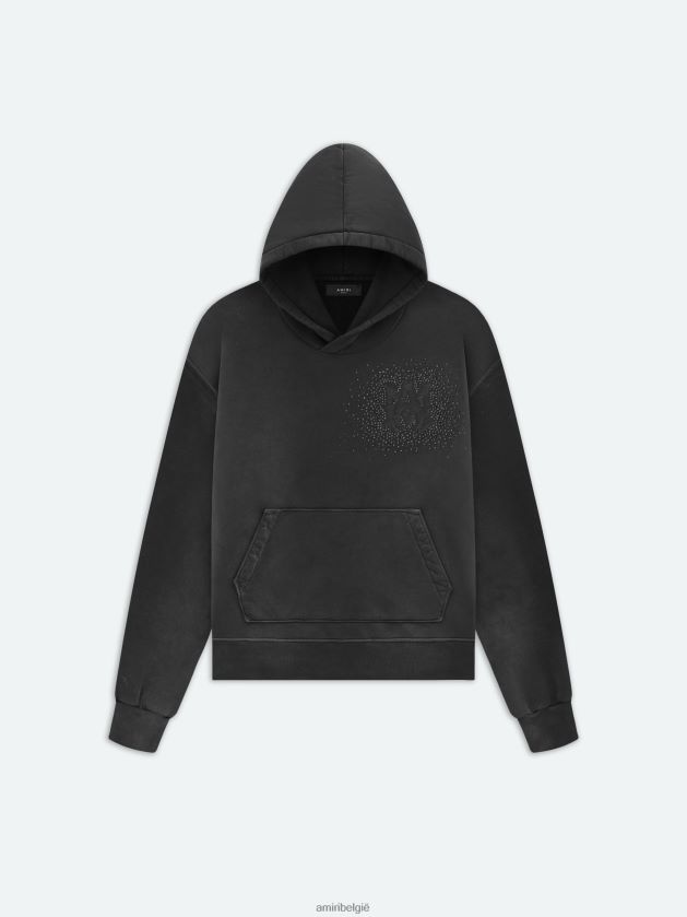 kleding zijn AMIRI Heren Crystal burst-hoodie vervaagd zwart 48PBDJ137