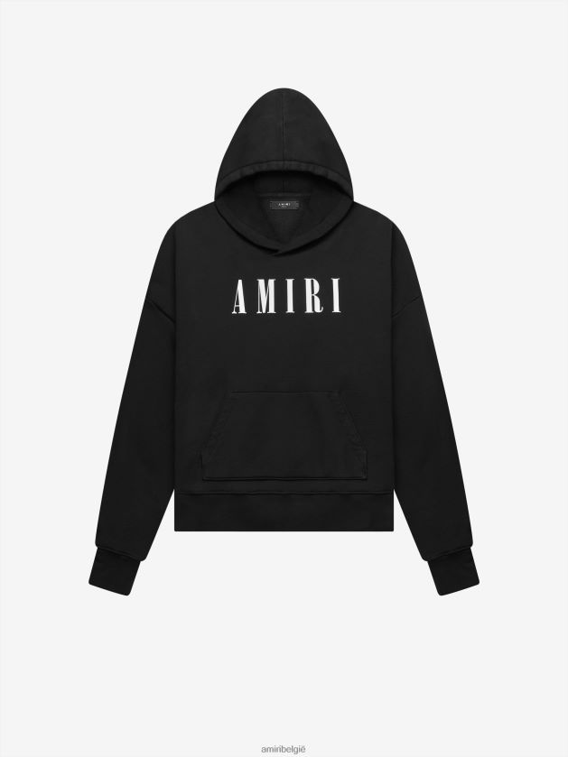 kleding zijn AMIRI Heren hoodie met merkkernlogo zwart 48PBDJ157