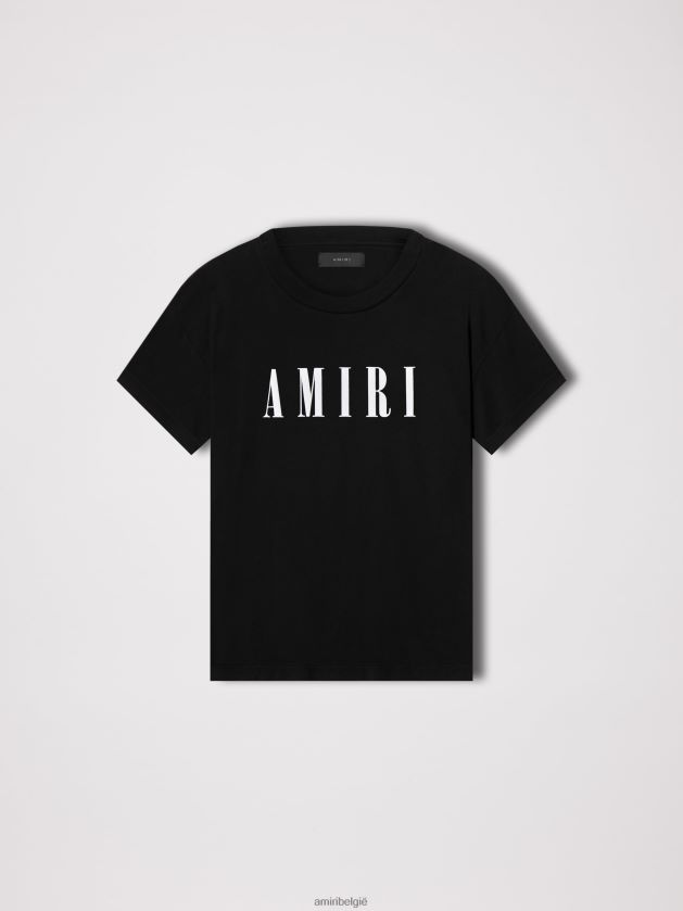 kleding zijn AMIRI Heren T-shirt met merkkernlogo zwart 48PBDJ78