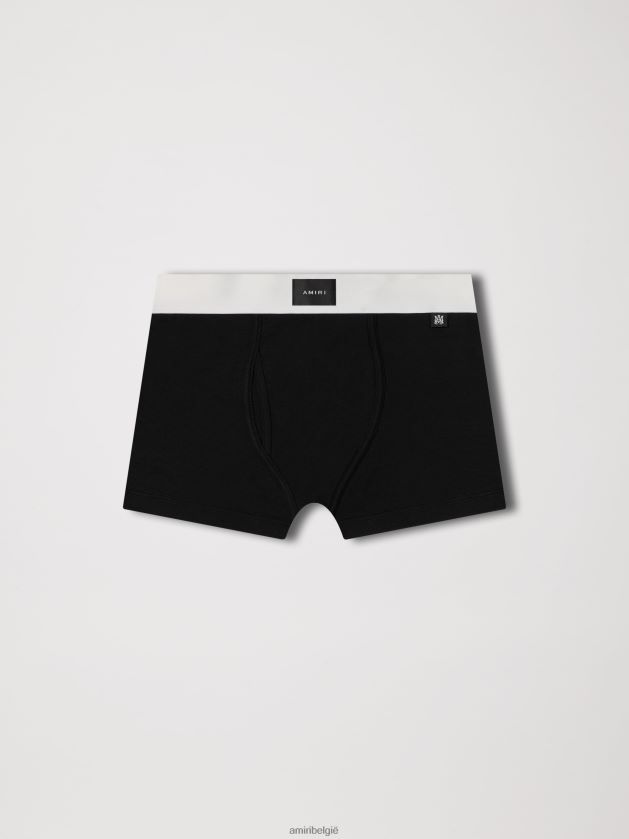 kleding zijn AMIRI Heren merk boxershorts met label aan de voorkant zwart wit 48PBDJ191